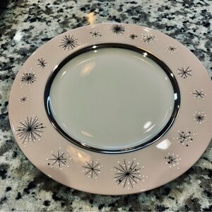 Fine Arts Fine China Romance of the Stars Dinner Bread Plate Pink Black Atomic